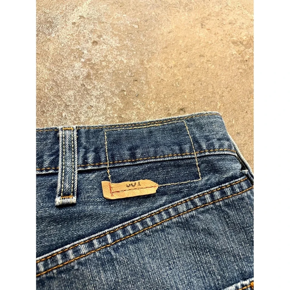 Levi's 501 Straight Jeans Men 40x32 Blue Denim Logo Cotton High Rise Regular Fit